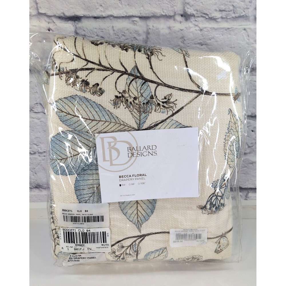 NEW RETAILS $219😍Ballard Designs Becca Floral Drapery Panel Cloud 50x84" MadeUS